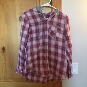Tillys Pink flannel with grey hood